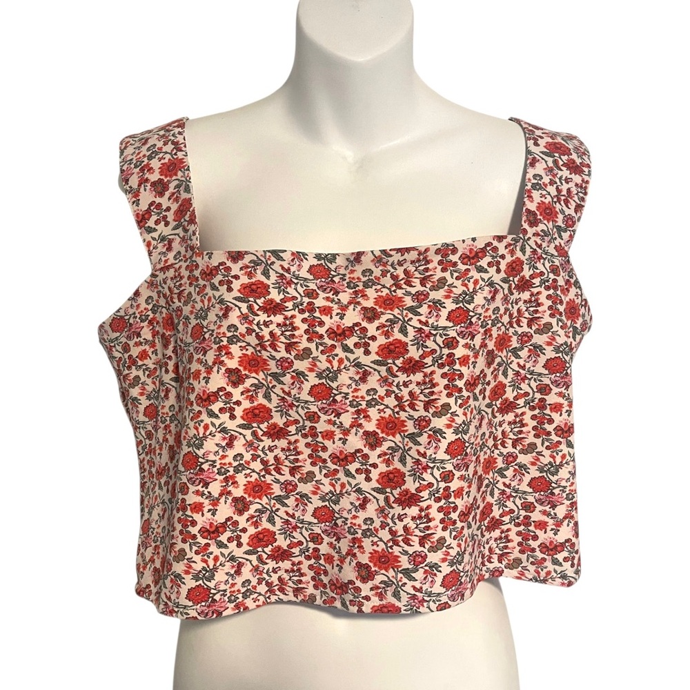 Abercrombie & Fitch Floral Crop Tank Top Size XL Adjustable Straps